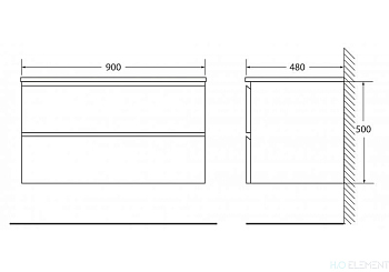 Belbagno База под раковину подвесная с двумя выкатными ящиками, LUCE-900-2C-SO-PT