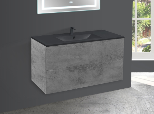 Тумба с раковиной Vincea Mia 1000 подвесная, 2 выкатных ящика soft close, Beton, VMC-2MC100BT+VBS-13100