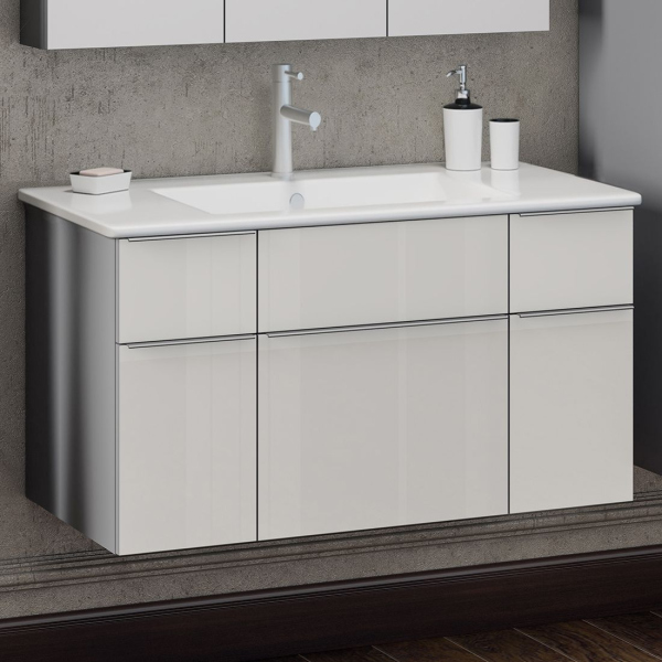 Тумба с раковиной Smile Кристалл 90 белая