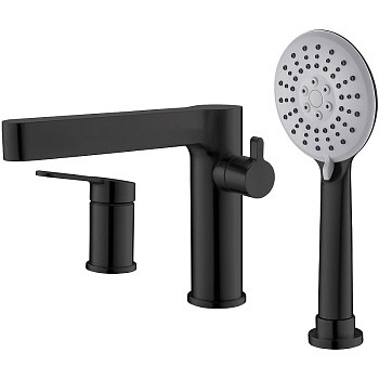 DELTA Смеситель на борт ванны с ручным выдвижным душем, чёрный матовый, DEL-BVD3-NERO