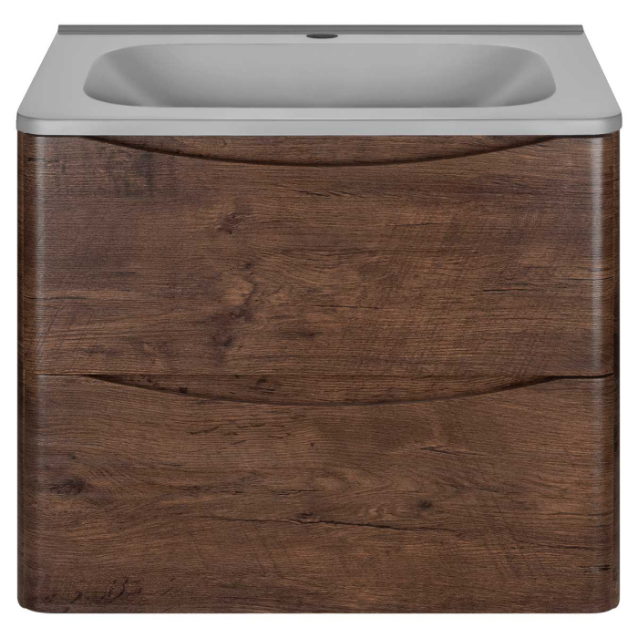 Тумба с раковиной Vincea Paola 600 подвесная, 2 выкатных ящика soft close, R.Wood, VMC-2P600RW+VCB-2VP600B