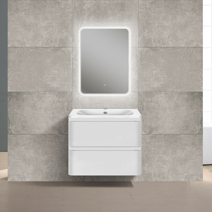 Тумба с раковиной Vincea Vico 600 подвесная, 2 выкатных ящика soft close, G.White, VMC-2V600GW+VCB-2VP600W