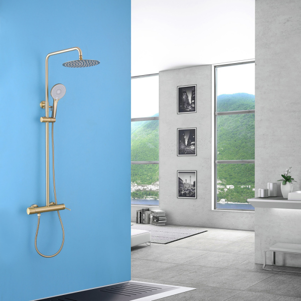 Душевая стойка ABBER Emotion AF8816GL с изливом, золото матовое