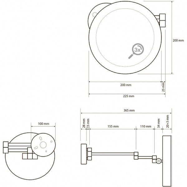 Косметическое зеркало с подсветкой , круглое
