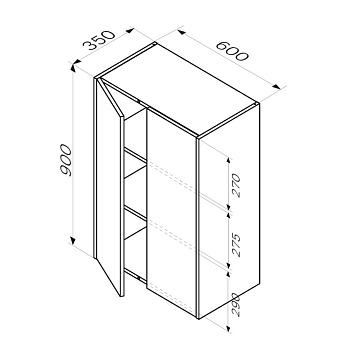 Шкаф с полками 60 см, высота 90 см, дуб крафт, универсальный AM.PM Func, M8FCH06029OF