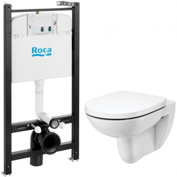 Комплект унитаза с инсталляцией Roca Debba Round Pack Rimless 893104980 с сиденьем без клавиши Комплект унитаза с инсталляцией Roca Debba Round Pack Rimless 893104980 с сиденьем без клавиши