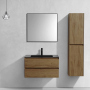 Тумба с раковиной Vincea Luka 800 подвесная, 2 выкатных ящика soft-close, T.Oak, VMC-2L800TO+VCB-13800B