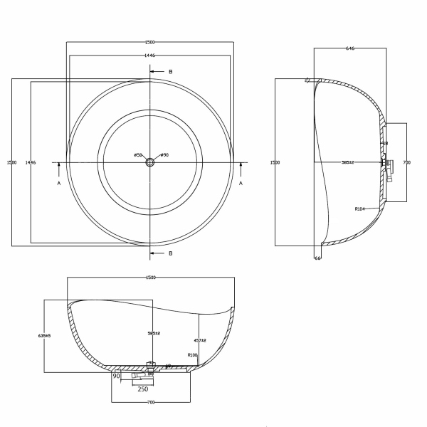 Прозрачная ванна ABBER Kristall AT9705Opal коричневая