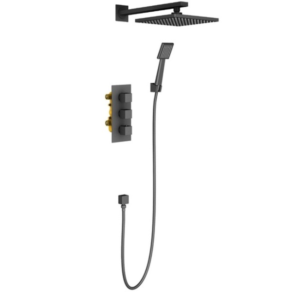 Душевая система встроенная с термостатом Timo Tetra-thermo черный (SX-0179/03SM)