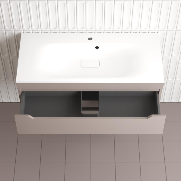 Тумба без раковины подвесная "Остин" 100 2 ящ тауп темный эмаль PLUS, ЛС-00002410