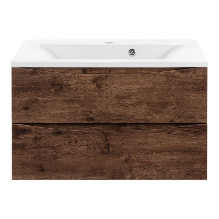 Тумба с раковиной Vincea Mia 750 подвесная, 2 выкатных ящика soft close, R.Wood, VMC-2MA750RW+VCB-3M750B