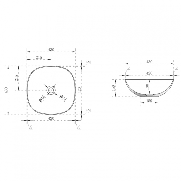 Раковина накладная прозрачная ABBER Kristall AT2806Opal коричневая