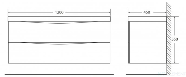 Тумба с раковиной Belbagno MARINO, MARINO-1200-2C-SO-BL-P+ BB1200/450-LV-MR-PR (готовый набор)