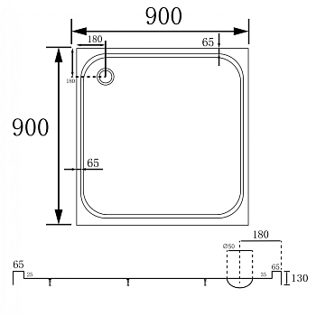 Душевой поддон ABBER AD3D090 90х90 квадратный, акриловый, белый