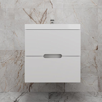 Тумба без раковины подвесная "Матис 60" 60 (2 ящика), Белый матовый, ЭМАЛЬ, ЛС-00002444