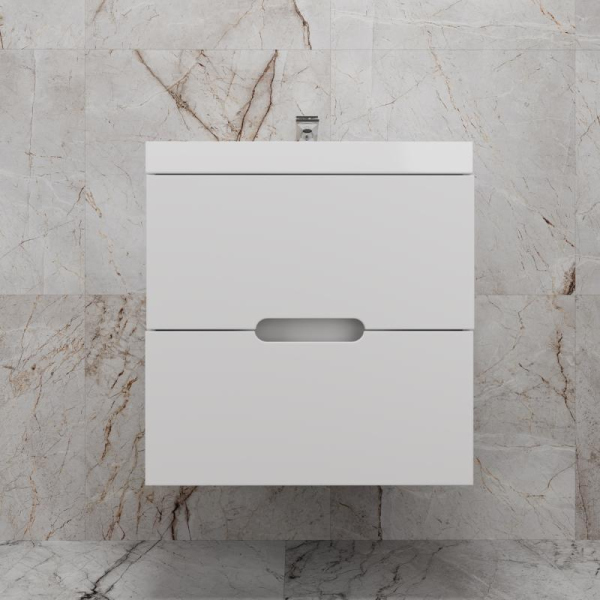 Тумба без раковины подвесная "Матис 60" 60 (2 ящика), Белый матовый, ЭМАЛЬ, ЛС-00002444
