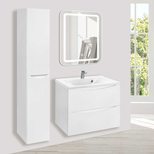 Тумба без раковины Vincea Mia 650 подвесная, 2 выкатных ящика soft close, G.White, VMC-2MA650GW
