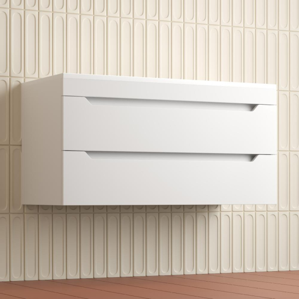 Тумба без раковины подвесная "Остин" 100 2 ящ белый эмаль PLUS, ЛС-00002407