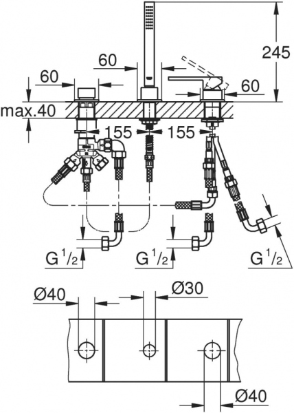 Смеситель Grohe Plus 23845003 на борт ванны