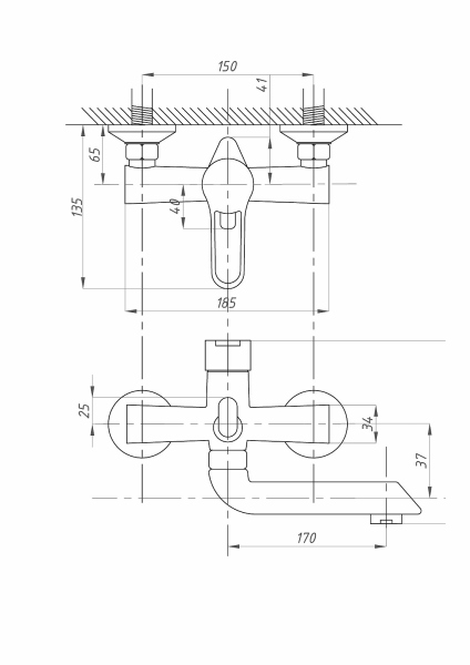 Смеситель для ванны с душем FAUZT FZs-243-B100 тип См-ВОРНШлА