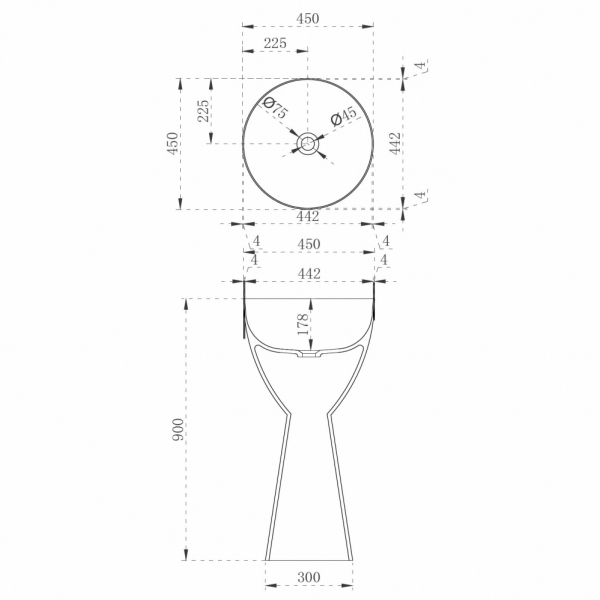 Раковина отдельностоящая прозрачная ABBER Kristall AT2703Onyx-Black черный/черный матовый