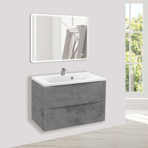 Тумба без раковины Vincea Mia 750 подвесная, 2 выкатных ящика soft close, Beton, VMC-2MA750BT