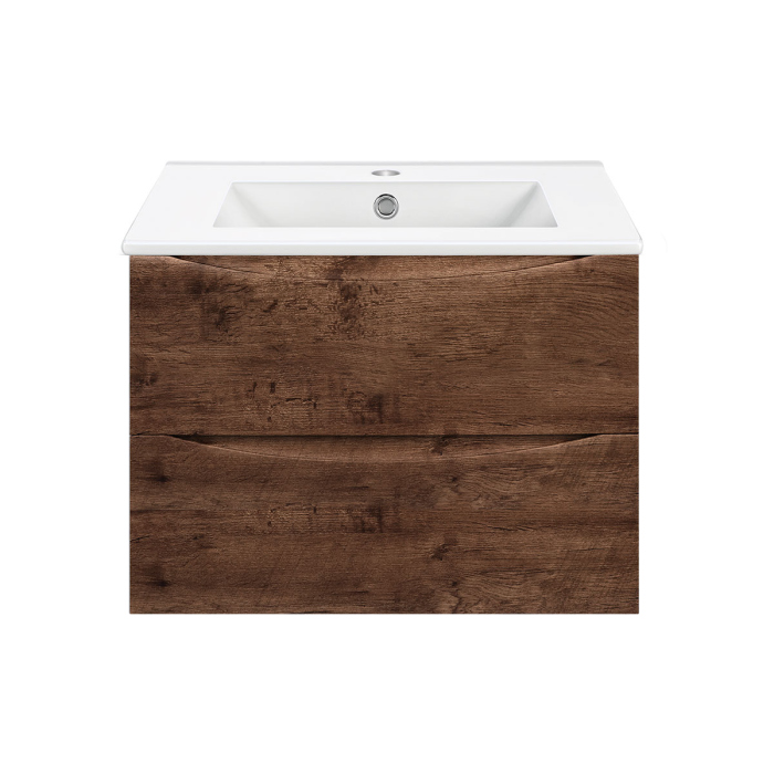 Тумба с раковиной Vincea Mia 700 подвесная, 2 выкатных ящика soft close, R.Wood, VMC-2MC700RW+VBS-13960MA