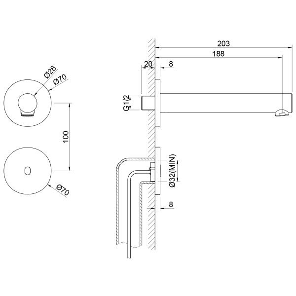 Смеситель Timo для раковины встроенный, сенсорный хром Saona (2373/00SM)