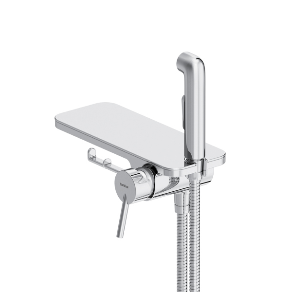 Смеситель, монтируемый в стену с гигиеническим душем и полкой Damixa Jupiter, 773500001
