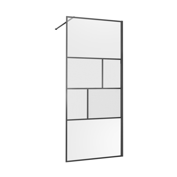 Душевая перегородка Vincea Walk-In VSW-1HC100CFGM, 1000*2000, вороненая сталь, прозрачное/рифленое