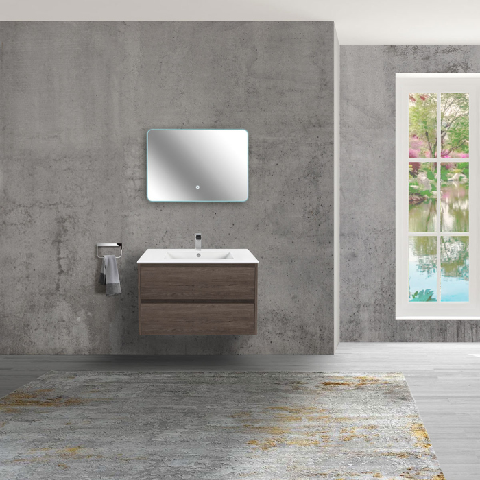 Тумба с раковиной Vincea Gio 800 подвесная, 2 выкатных ящика soft-close, R.Oak, VMC-2G800RO+VBS-13980
