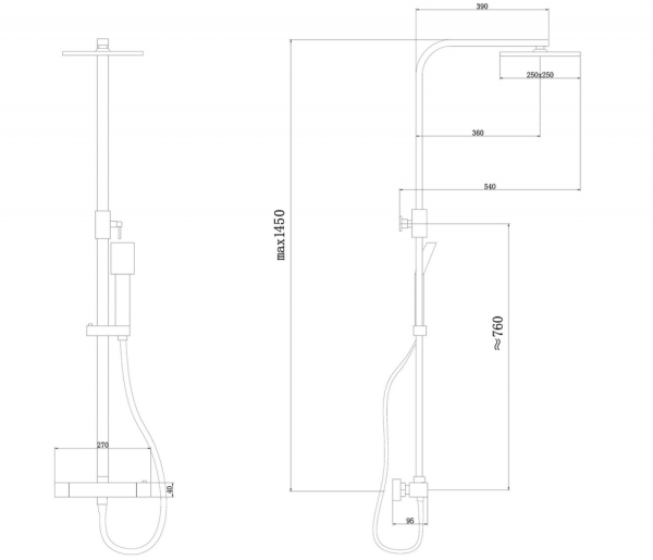 Душевая стойка ABBER Daheim AF8260WL с термостатом без излива, белая матовая