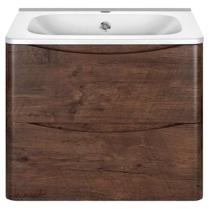 Тумба с раковиной Vincea Paola 600 подвесная, 2 выкатных ящика soft close, R.Wood, VMC-2P600RW+VCB-2VP600B