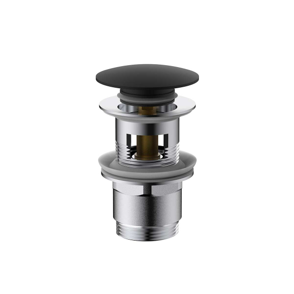 Донный клапан Vincea DPU-1B01MB клик-клак G1 1/4, с переливом, черный Донный клапан Vincea DPU-1B01MB клик-клак G1 1/4, с переливом, черный