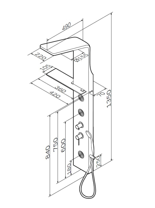 Душевая панель AM.PM Joy W85P-2-136AW