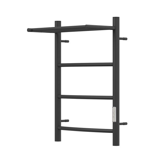 Полотенцесушитель электрический Point PN04846PB П3 400x600 с полкой, диммер справа, черный