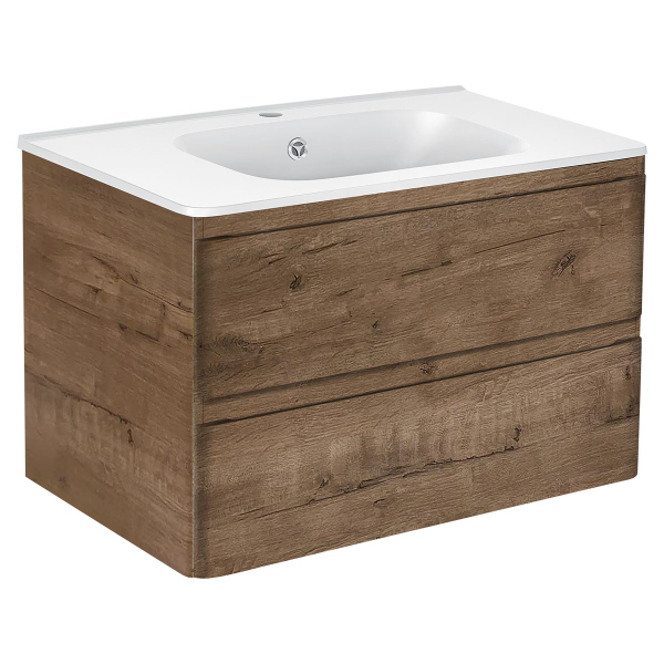 Тумба с раковиной Vincea Vico 800 подвесная, 2 выкатных ящика soft close, V.Oak, VMC-2V800VO+VCB-2VP800W Тумба с раковиной Vincea Vico 800 подвесная, 2 выкатных ящика soft close, V.Oak, VMC-2V800VO+VCB-2VP800W