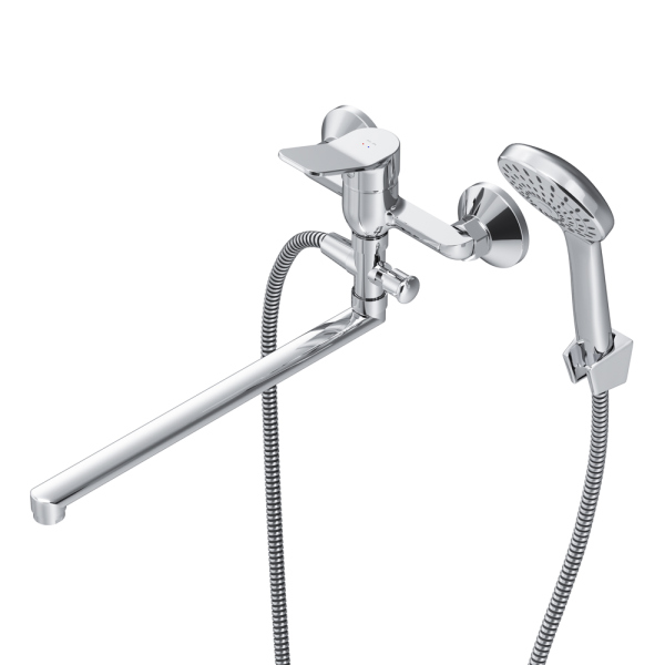 Смеситель для ванны и душа с длинным изливом и душевым набором AM.PM X-Joy, F85A90100