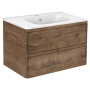 Тумба с раковиной Vincea Vico 800 подвесная, 2 выкатных ящика soft close, V.Oak, VMC-2V800VO+VCB-2VP800W
