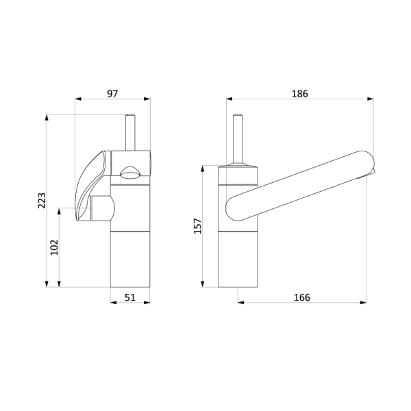 Смеситель для раковины, с поворотным изливом Damixa ARC, 290217364