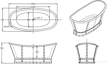 Акриловая ванна BelBagno BB33-CF36