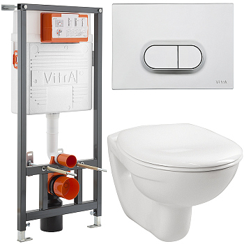 Комплект унитаза с инсталляцией Vitra Normus 9773B003-7203 с сиденьем и кнопкой