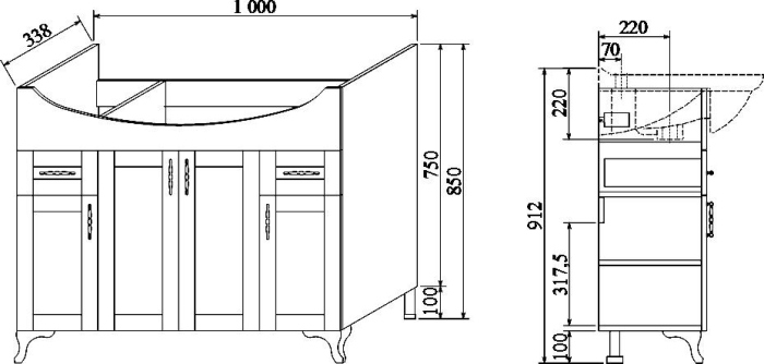 Тумба для комплекта Sanflor Глория 105 белая