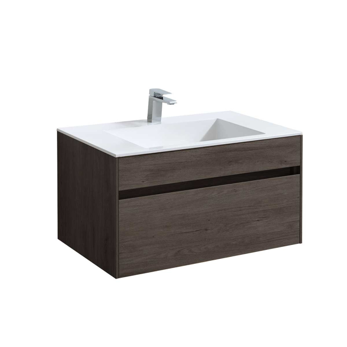 Тумба с раковиной Vincea Chiara 800 подвесная, 1 выкатной ящик soft-close, R.Oak, VMC-2C800RO+VCB-13800B