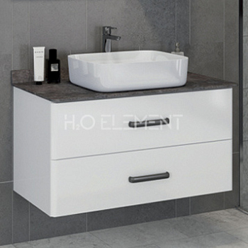 Тумба-умывальник Comforty "Амстердам-95" белая с серой столешницей, с раковиной Comforty T-Y9378