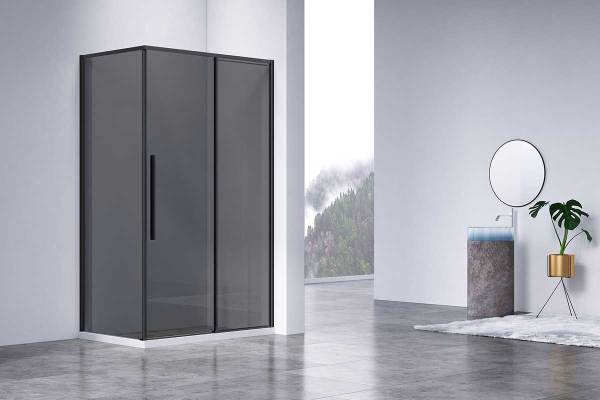 Душевой уголок Vincea Slim-N VSR-4SN8014CGB, 1400*800, черный, стекло тонированное