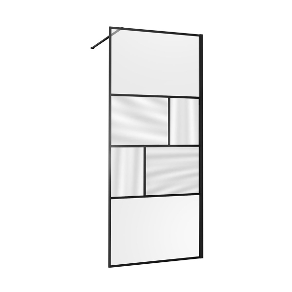 Душевая перегородка Vincea Walk-In VSW-1HC120CFB, 1200*2000, черный, стекло прозрачное/рифленое