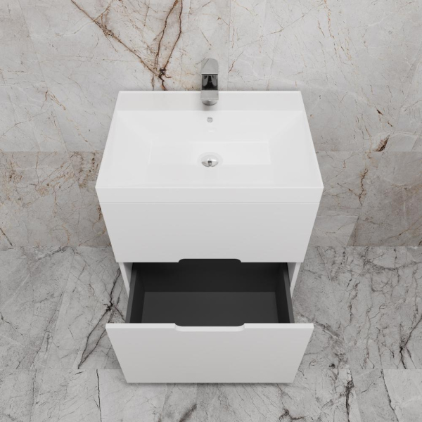 Тумба без раковины напольная "Матис 70" 70 (2 ящика), Белый матовый, ЭМАЛЬ, ЛС-00002442