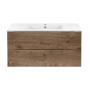 Тумба с раковиной Vincea Mia 1000 подвесная, 2 выкатных ящика soft close, V.Oak, VMC-2MC100VO+VBS-13100