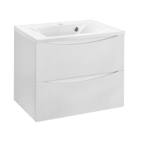 Тумба с раковиной Vincea Mia 650 подвесная, 2 выкатных ящика soft close, G.White, VMC-2MA650GW+VCB-3M650W Тумба с раковиной Vincea Mia 650 подвесная, 2 выкатных ящика soft close, G.White, VMC-2MA650GW+VCB-3M650W